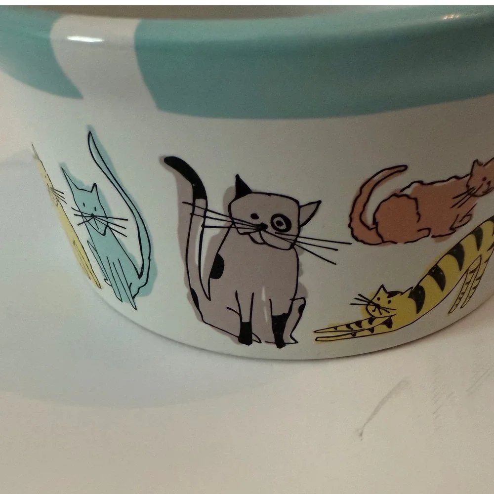 Ceramic Stoneware Bowl Cat Kitten Whimsical Dishwasher Microwave Safe